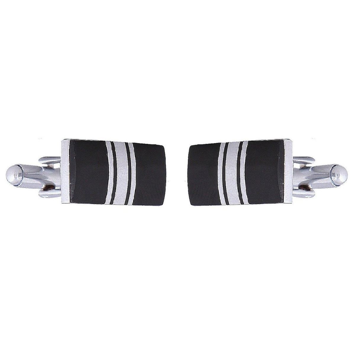 Rectangle Black Stripes Cufflinks In Box Bulk Secondary image