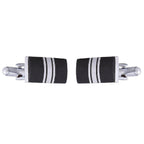 Rectangle Black Stripes Cufflinks In Box Bulk