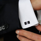 Rectangle Black Stripes Cufflinks In Box Bulk