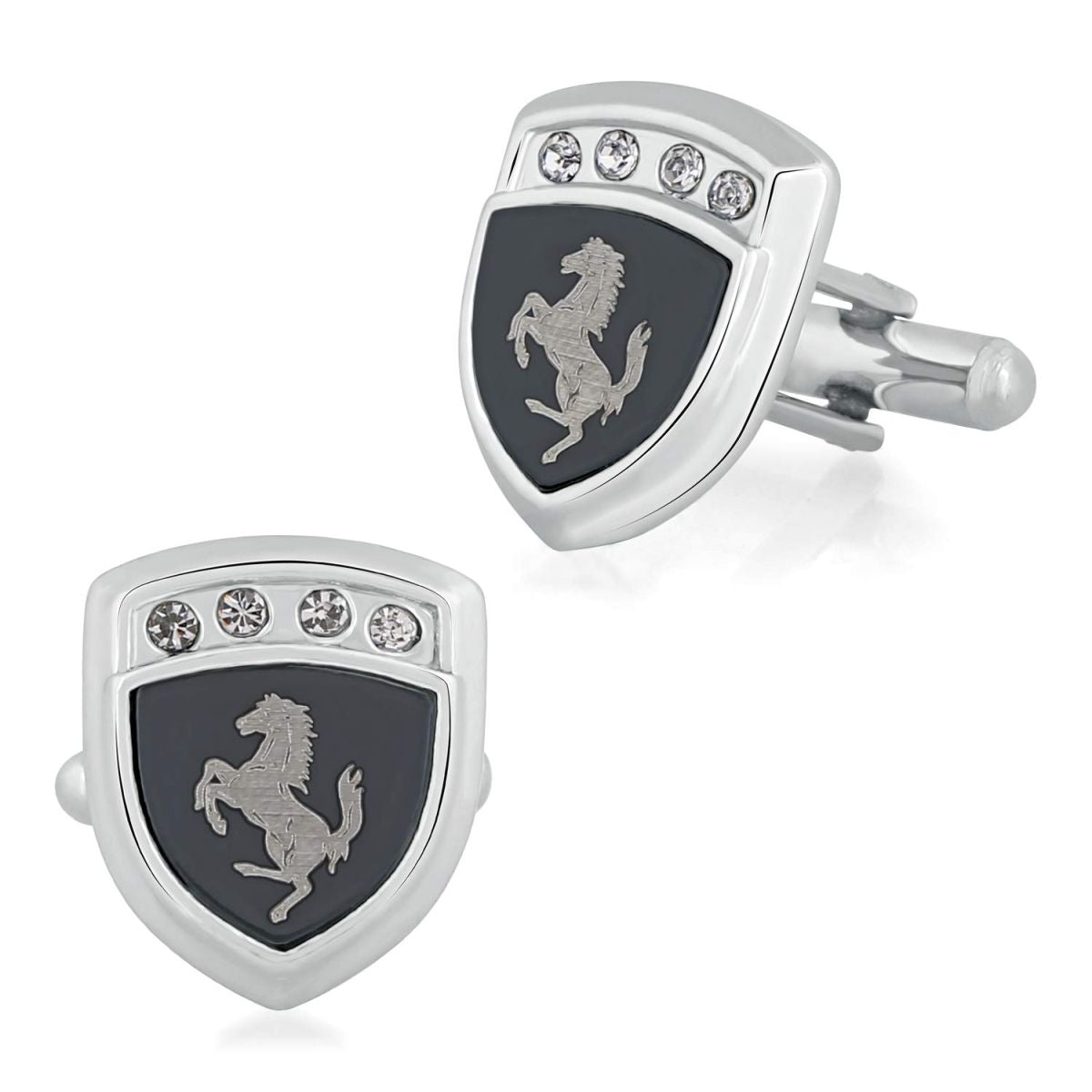 Fancy Black Ferrari Horse Cufflinks In Box Bulk Secondary image