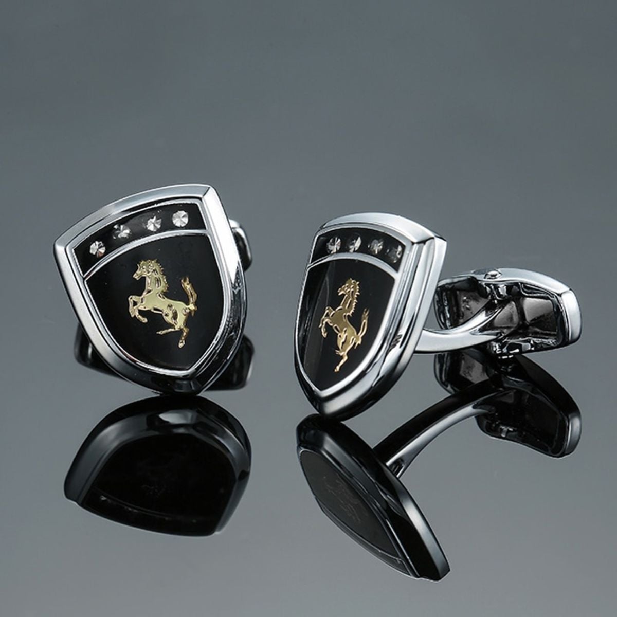 Fancy Black Ferrari Horse Cufflinks In Box Bulk Main image