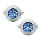 Round Blue Crystal Cufflinks In Box Bulk