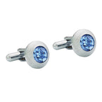 Round Blue Crystal Cufflinks In Box Bulk