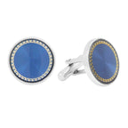 Round Blue Gold Cufflinks In Box Bulk