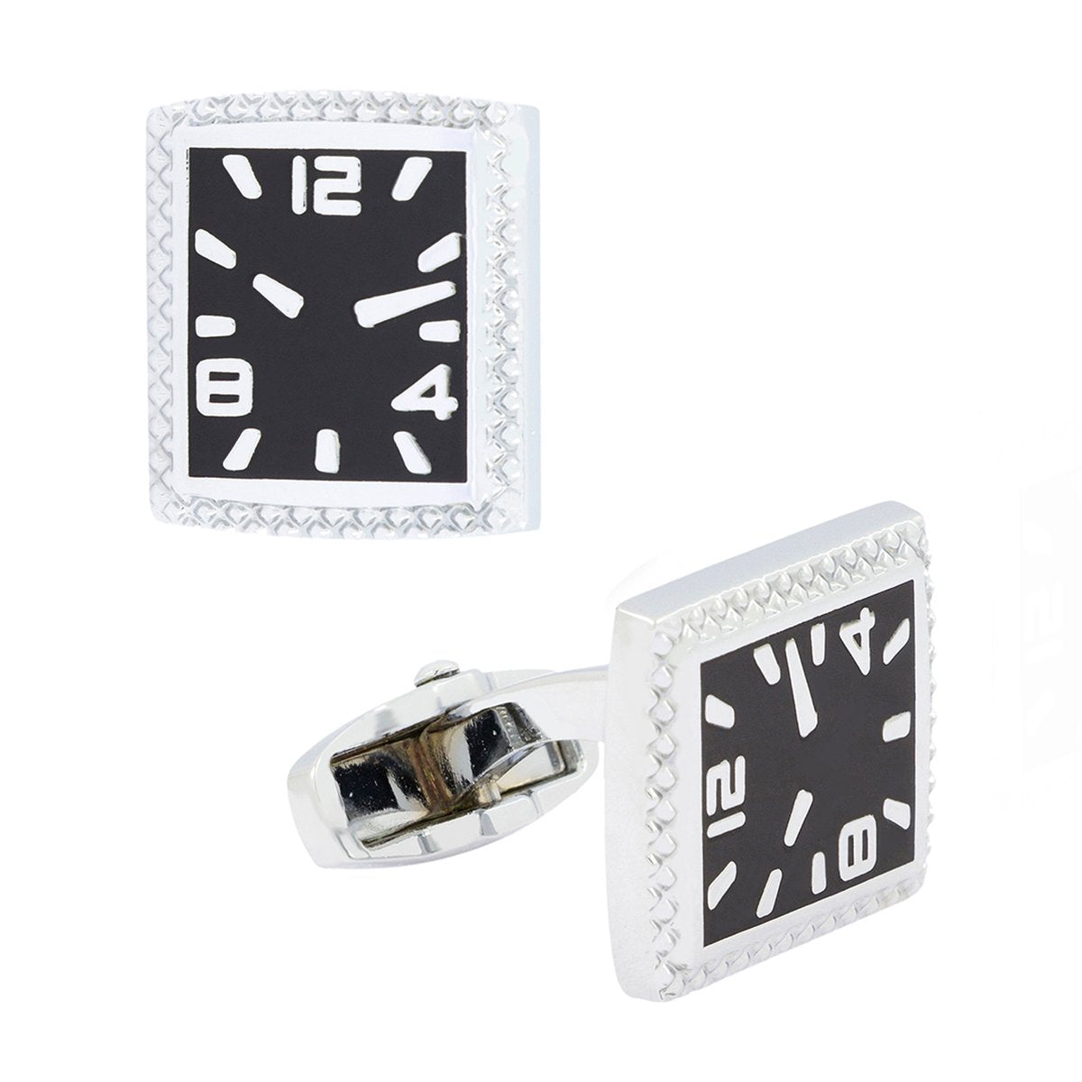 Square Black Clock Watch Cufflinks In Box Bulk
