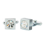 Square Silver Diamond Cufflinks In Box Bulk