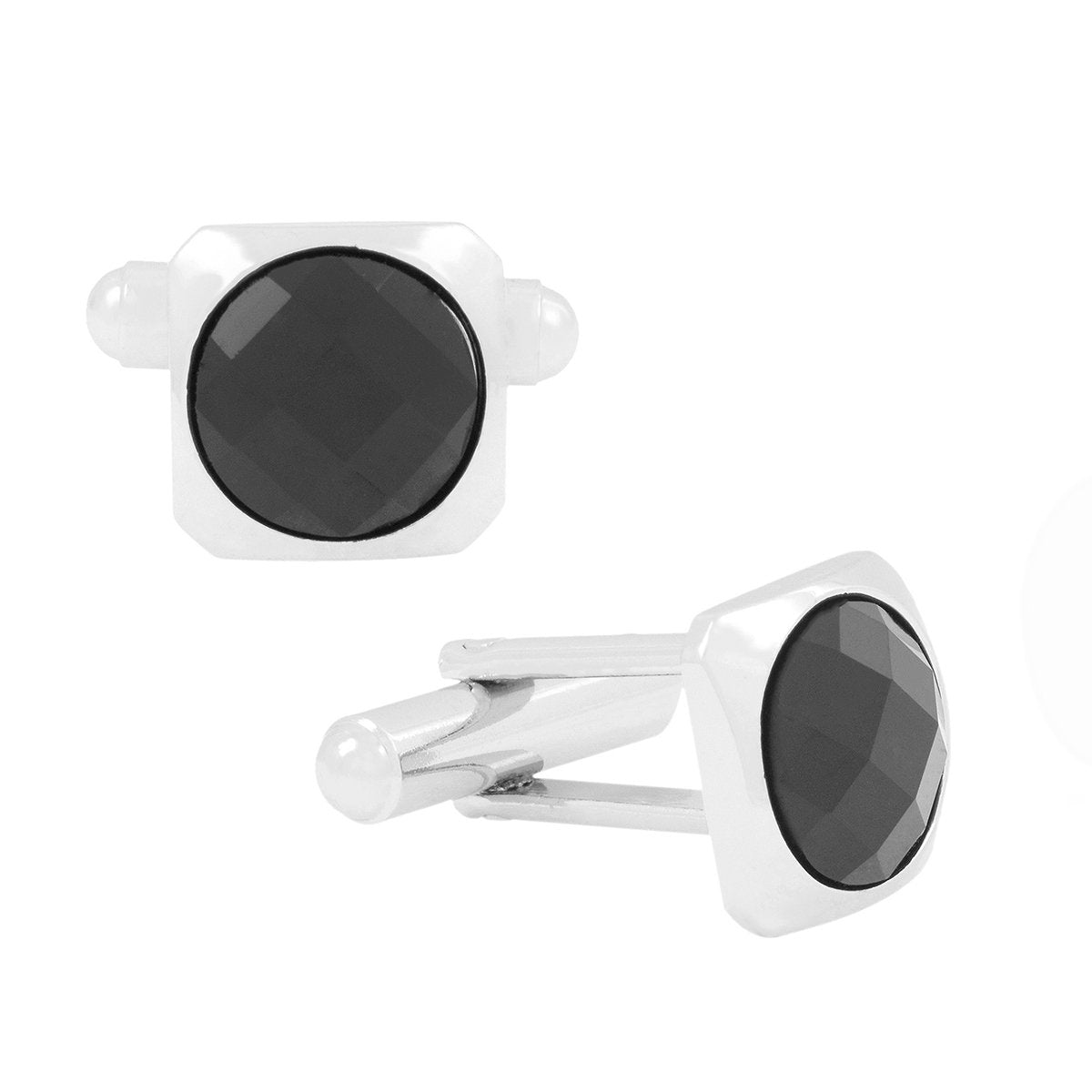 Square Black Crystal Cufflinks In Box Bulk Main image
