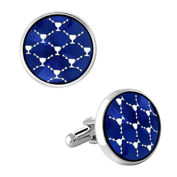 Round Blue Network Cufflinks In Box Bulk Main image