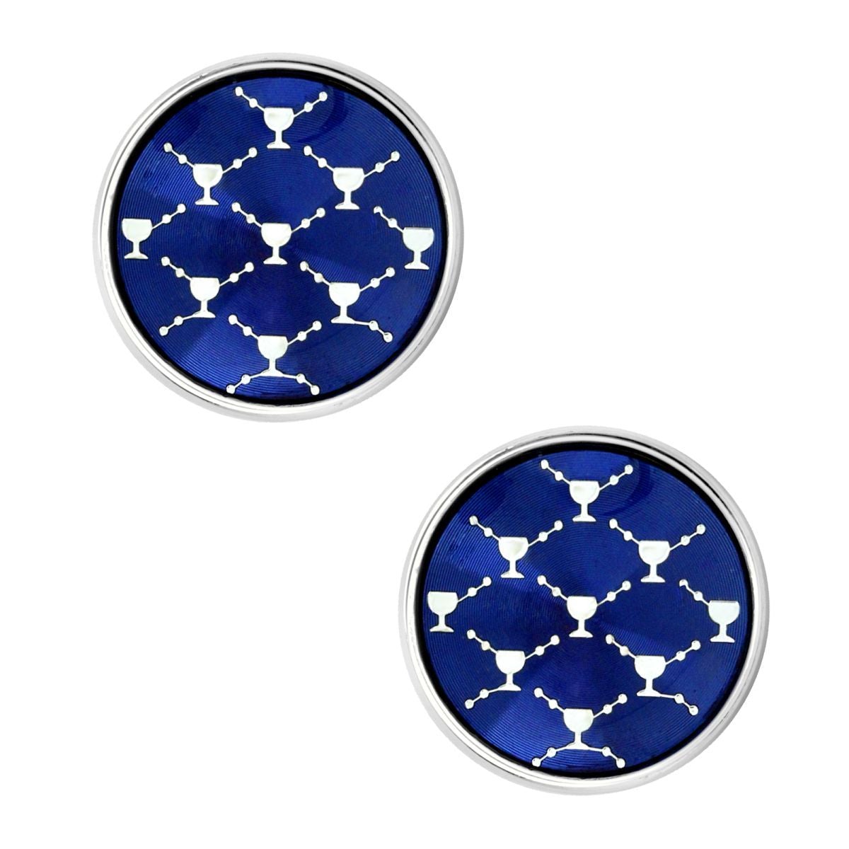 Round Blue Network Cufflinks In Box Bulk Secondary image