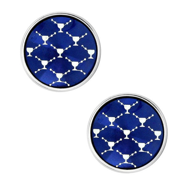 Round Blue Network Cufflinks In Box Bulk Secondary image