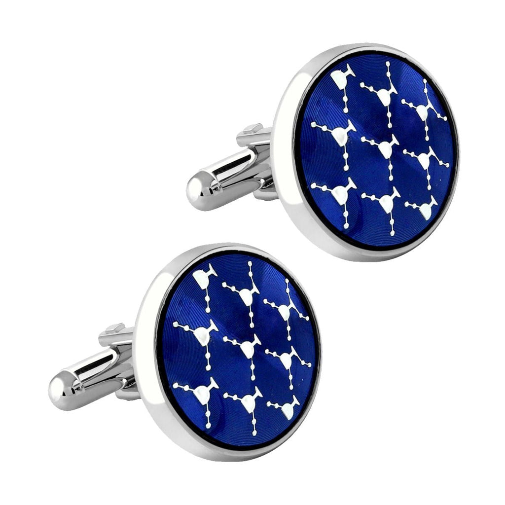 Round Blue Network Cufflinks In Box Bulk