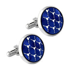 Round Blue Network Cufflinks In Box Bulk