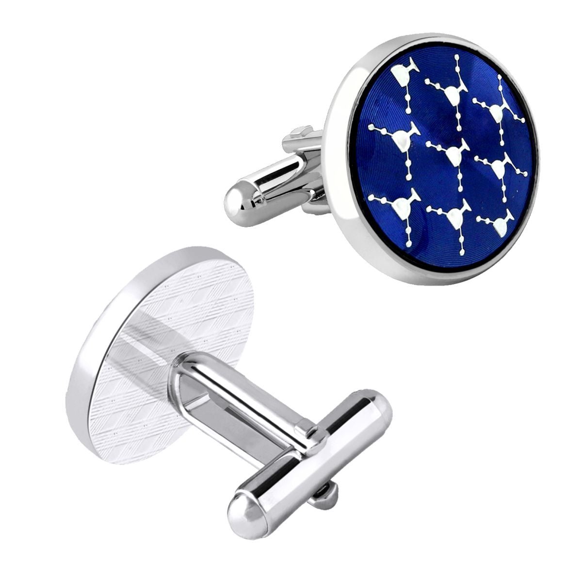Round Blue Network Cufflinks In Box Bulk