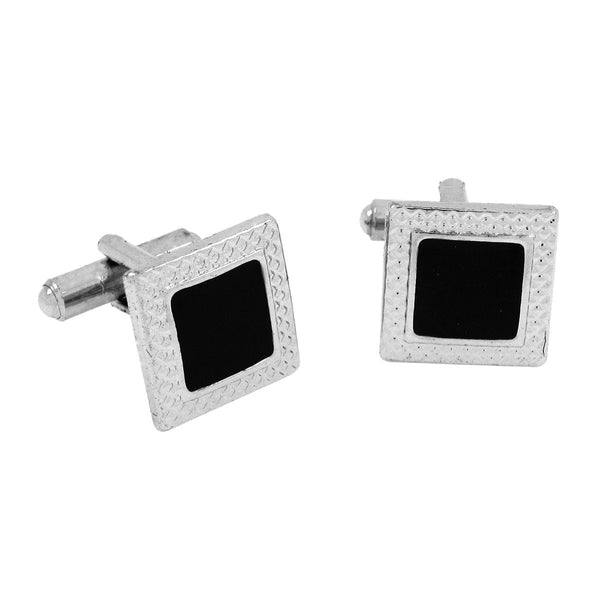 Square Black Economy Cufflinks In Box Bulk Secondary image