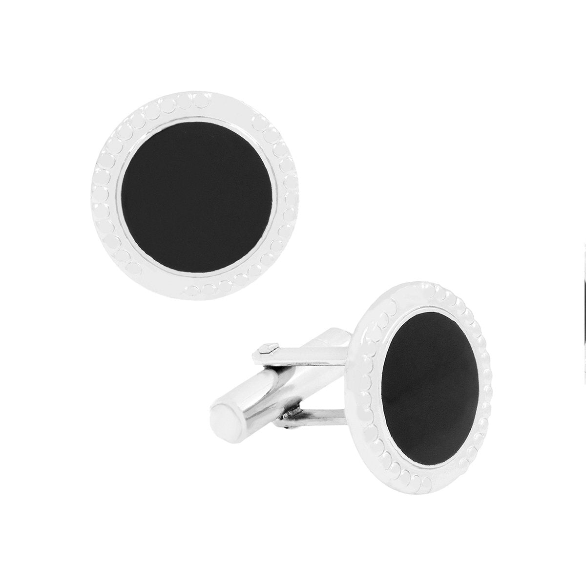 Round Black Crystal Cufflinks In Box Bulk