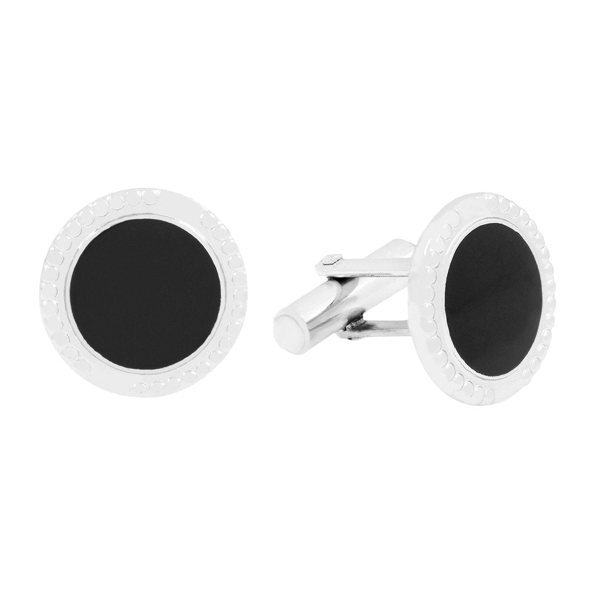 Round Black Crystal Cufflinks In Box Bulk