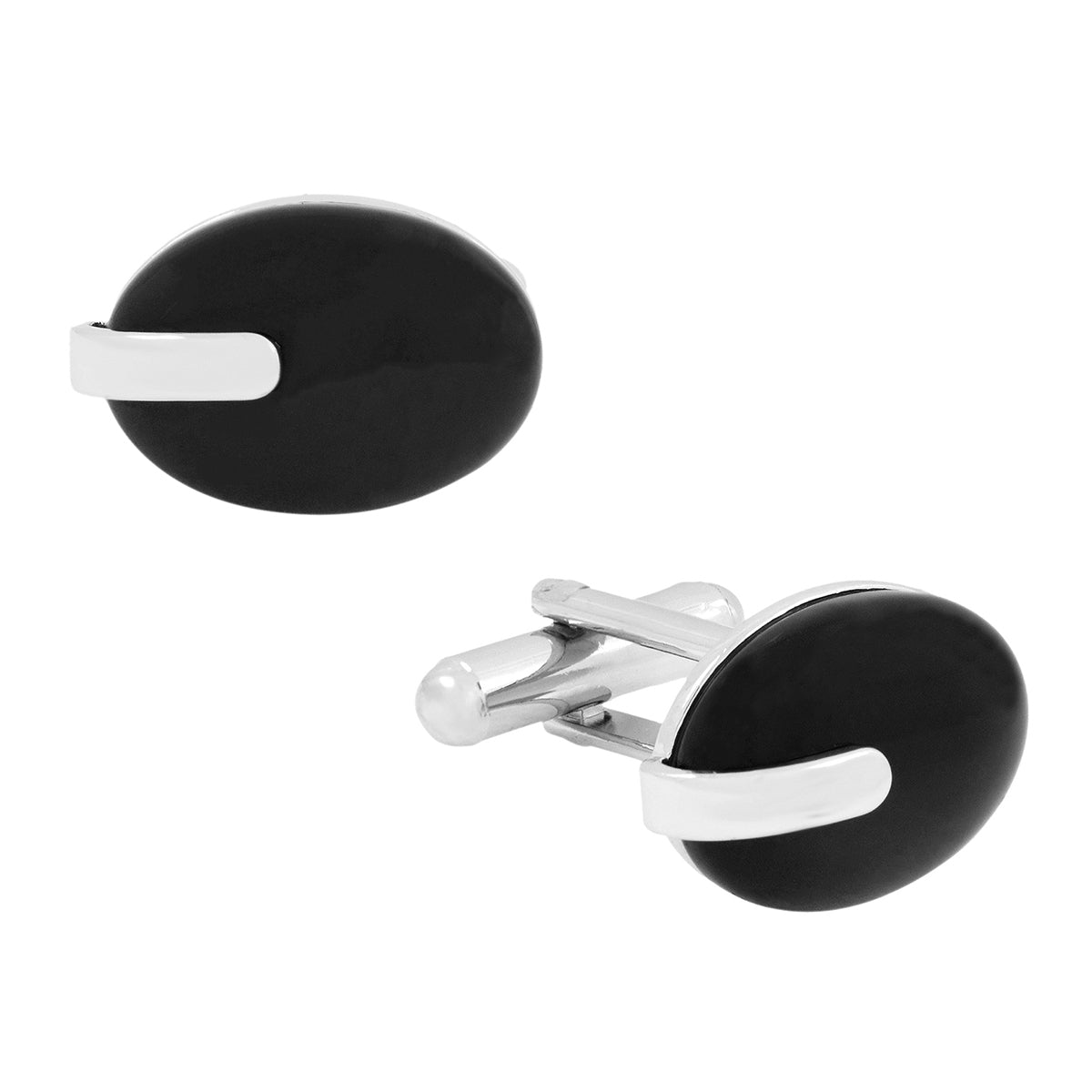 Oval Black Crystal Cufflinks In Box Bulk Main image