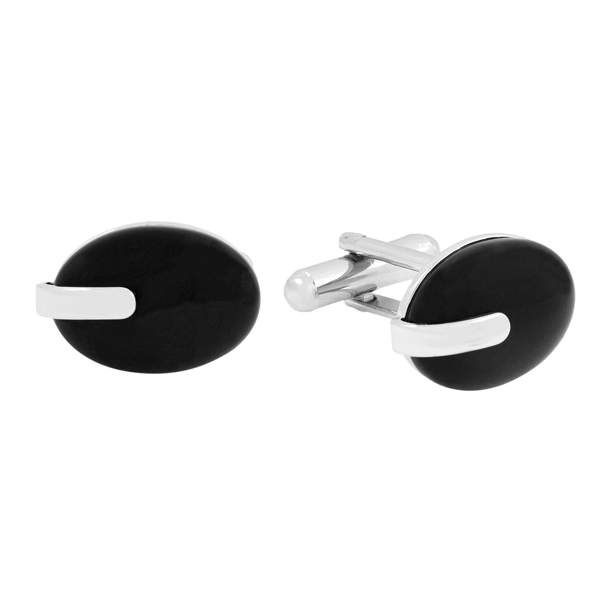 Oval Black Crystal Cufflinks In Box Bulk Secondary image