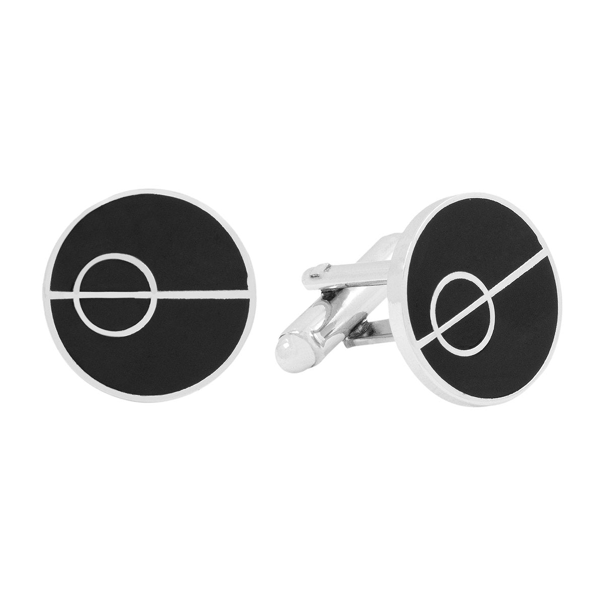 Round Black Omega Cufflinks In Box Bulk
