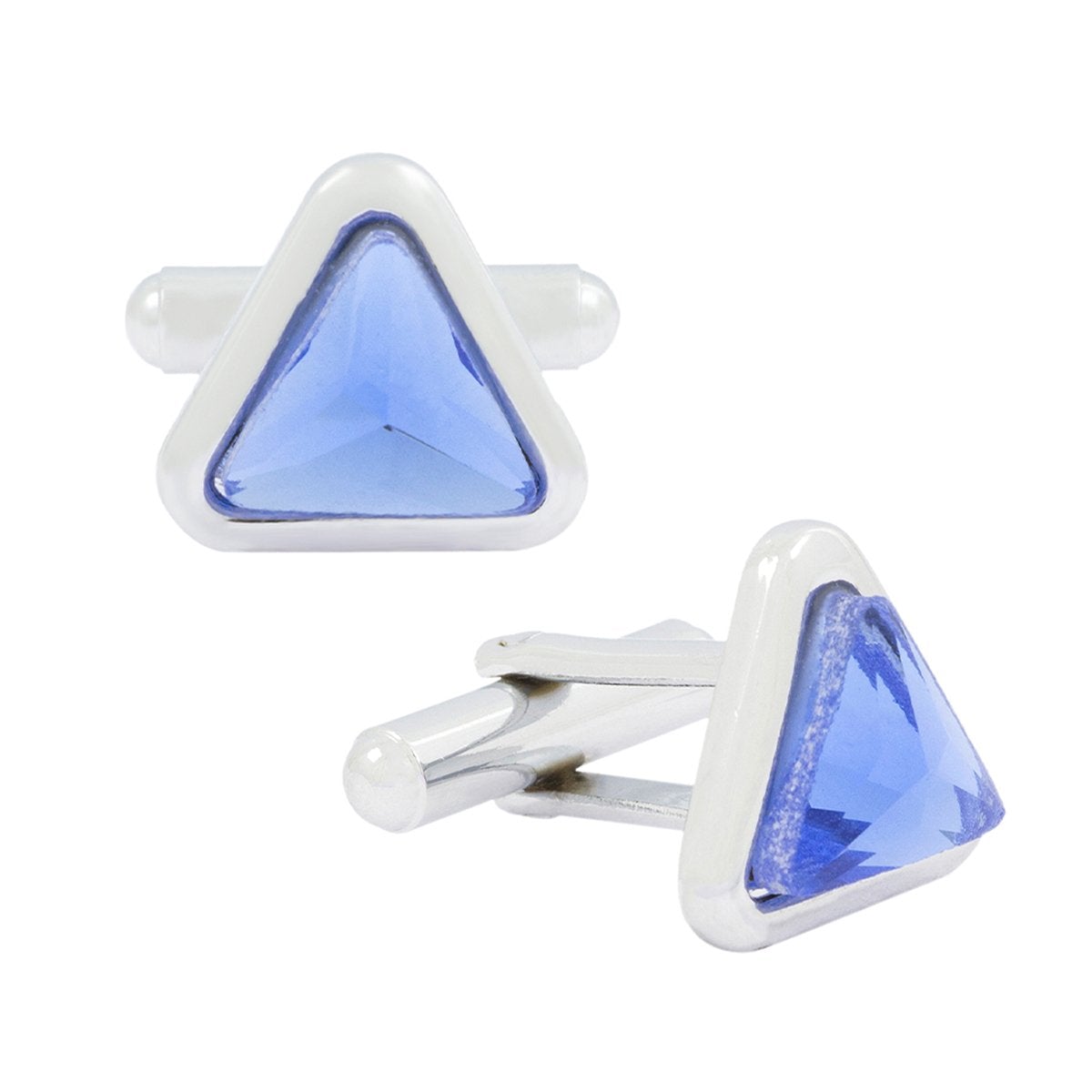 Triangle Blue Crystal Cufflinks In Box Bulk Main image
