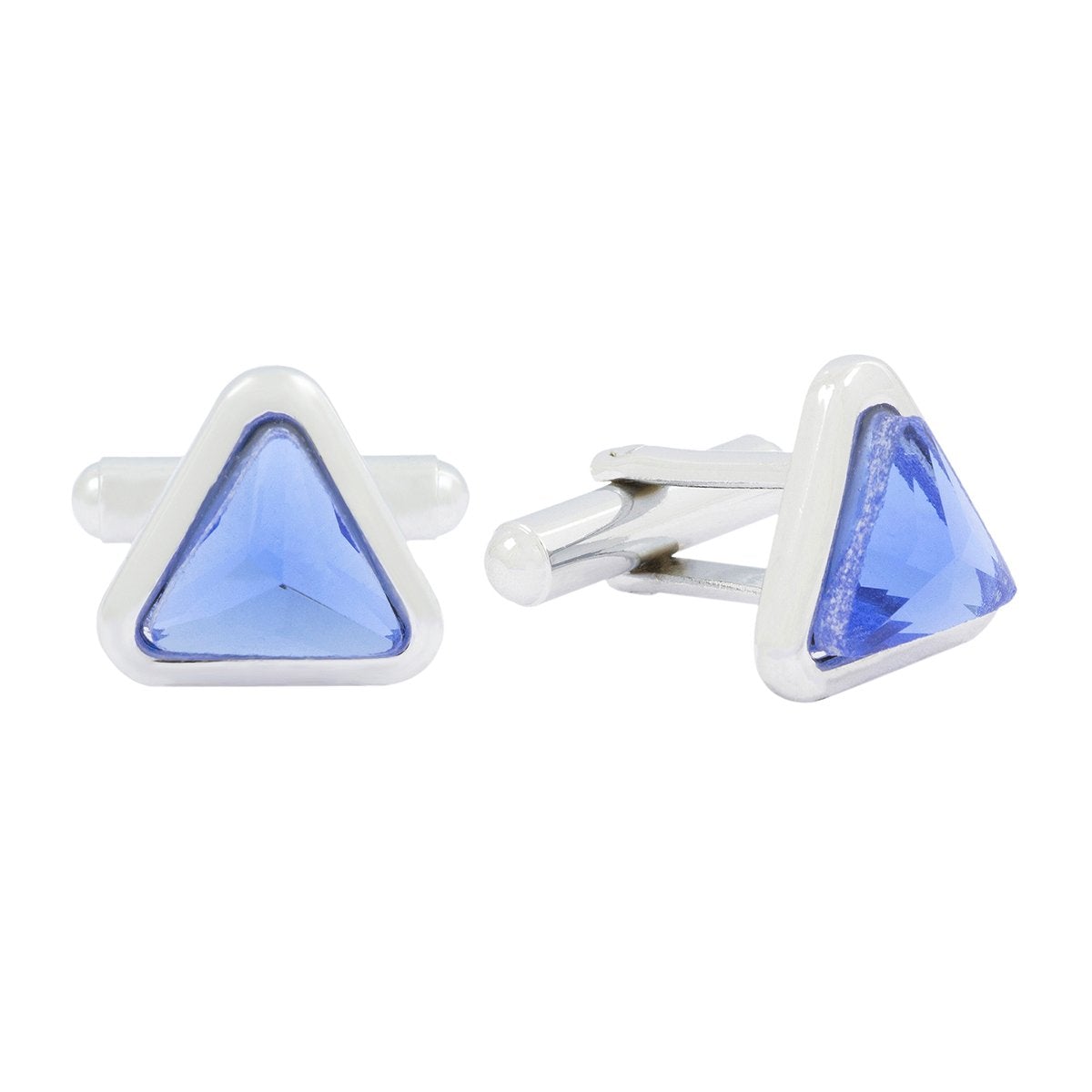 Triangle Blue Crystal Cufflinks In Box Bulk Secondary image