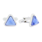 Triangle Blue Crystal Cufflinks In Box Bulk