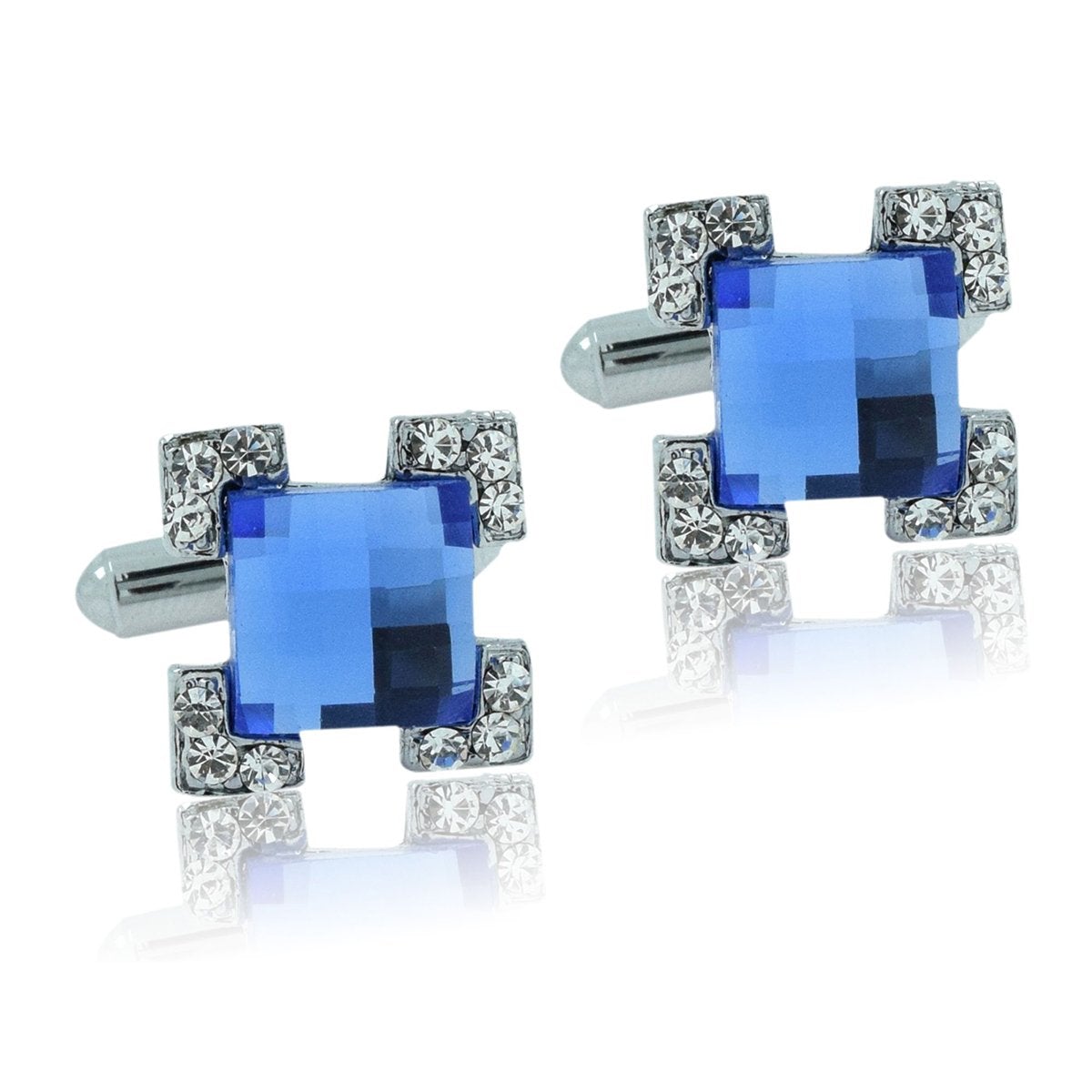 Square Blue Crystal Cufflinks In Box Bulk Main image