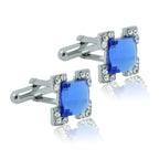 Square Blue Crystal Cufflinks In Box Bulk