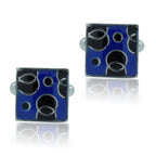 Square Blue Circles Cufflinks In Box Bulk