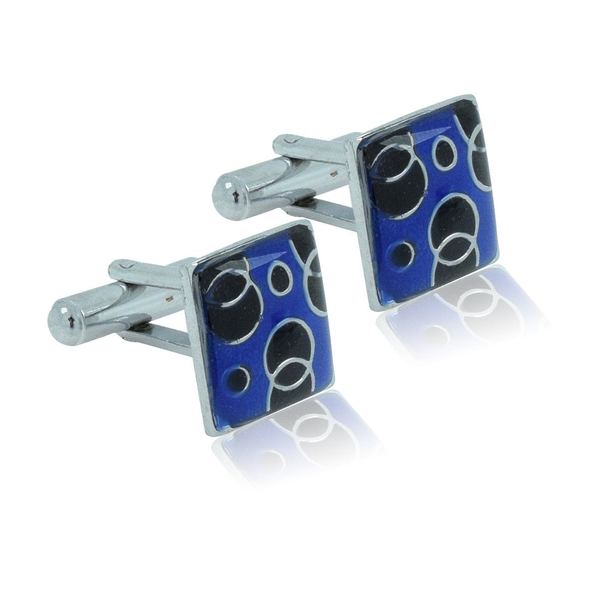 Square Blue Circles Cufflinks In Box Bulk