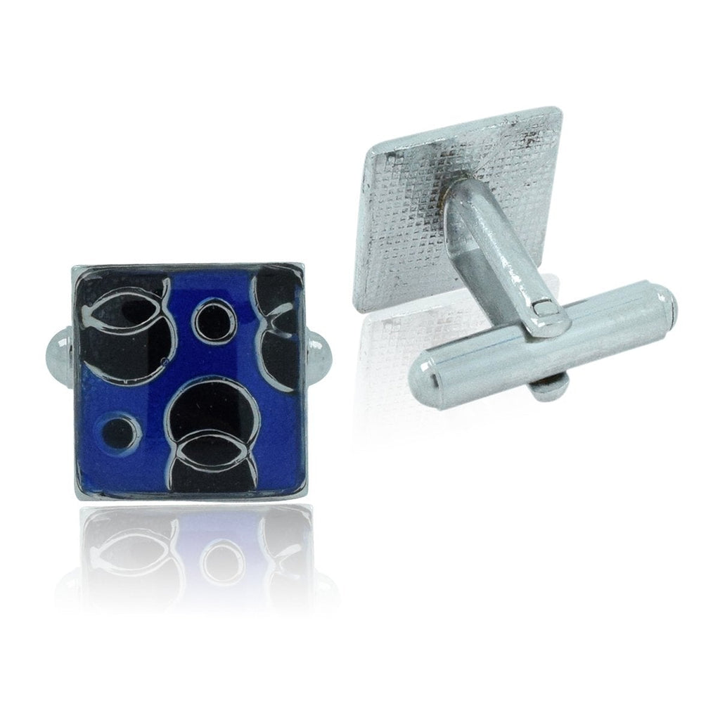 Square Blue Circles Cufflinks In Box Bulk