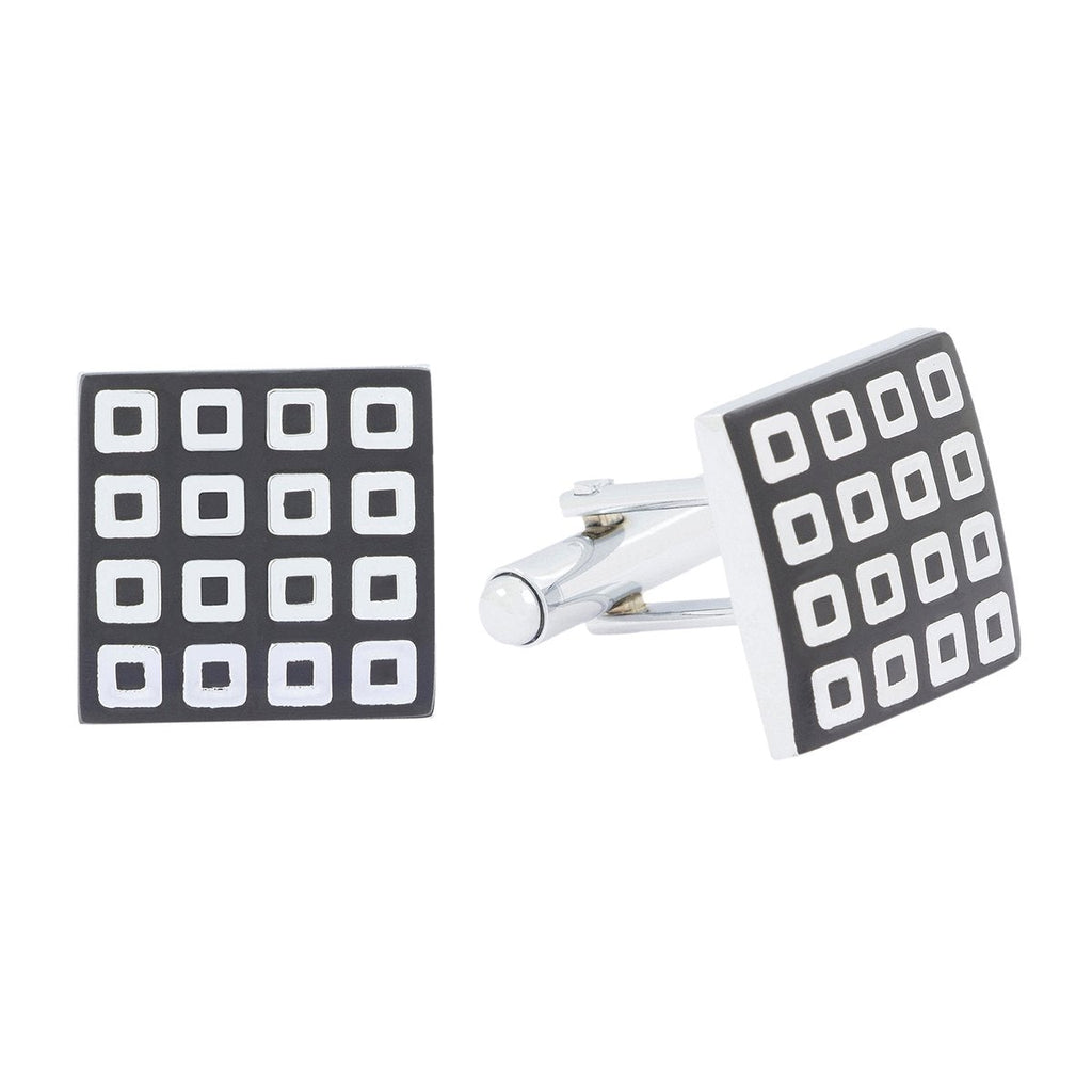 Square Black Checks Cufflinks In Box Bulk