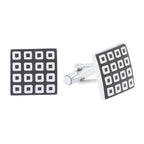 Square Black Checks Cufflinks In Box Bulk