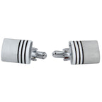 Rectangle Silver Stripes Cufflinks In Box Bulk