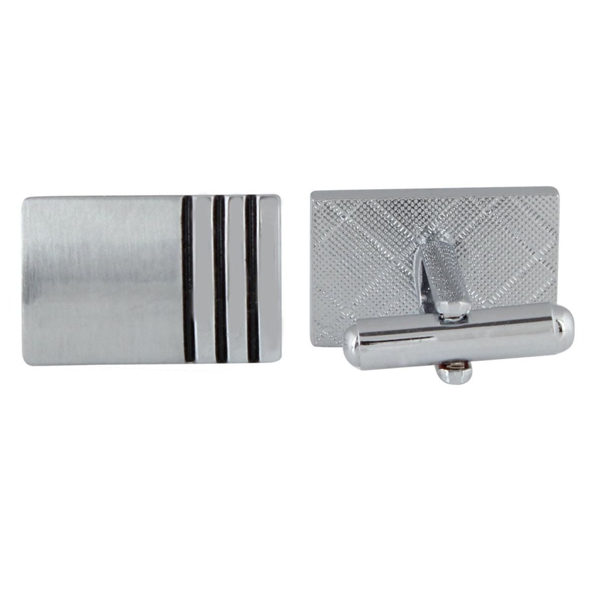 Rectangle Silver Stripes Cufflinks In Box Bulk Secondary image