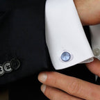 Triangle Blue Crystal Cufflinks In Box Bulk
