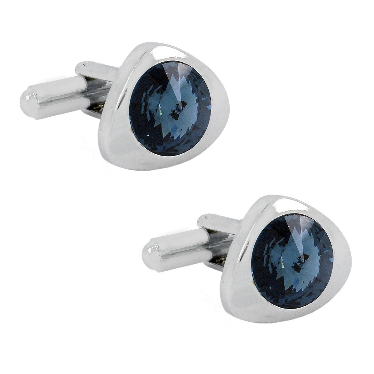 Triangle Blue Crystal Cufflinks In Box Bulk Main image
