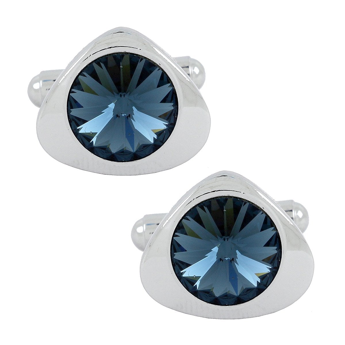 Triangle Blue Crystal Cufflinks In Box Bulk Secondary image