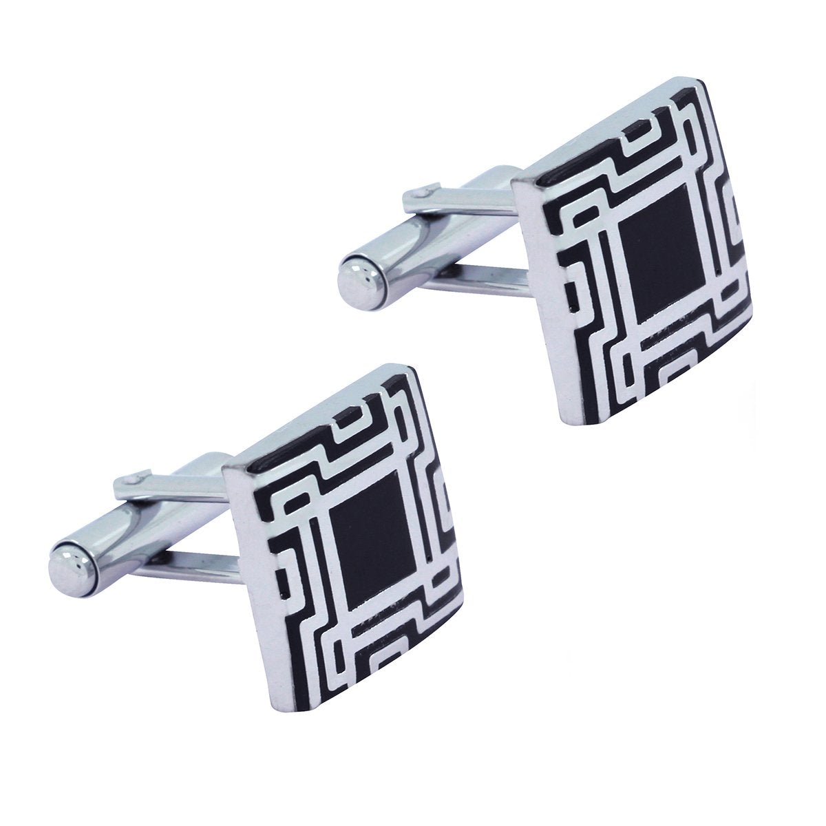 Square Black Checks Cufflinks In Box Bulk