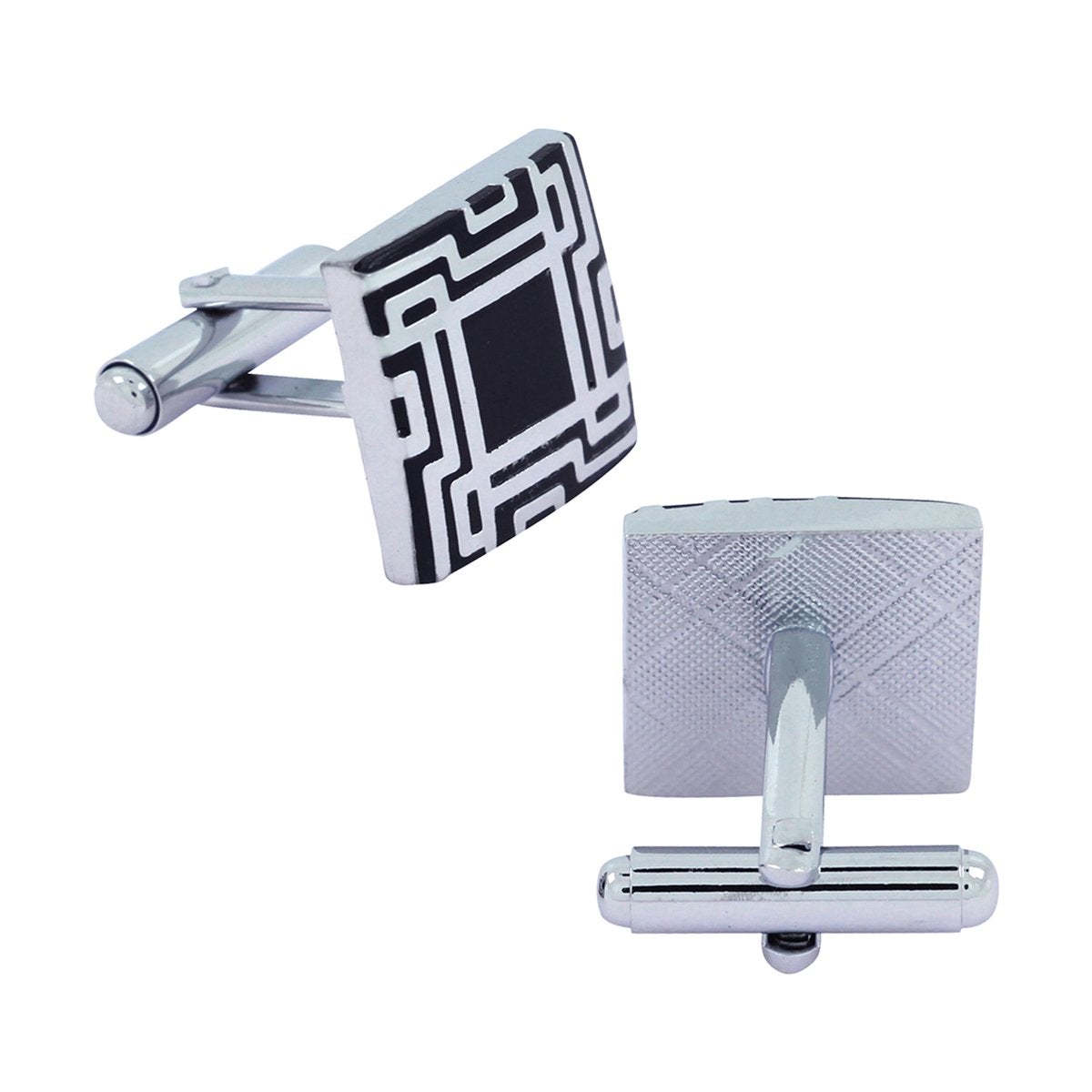 Square Black Checks Cufflinks In Box Bulk