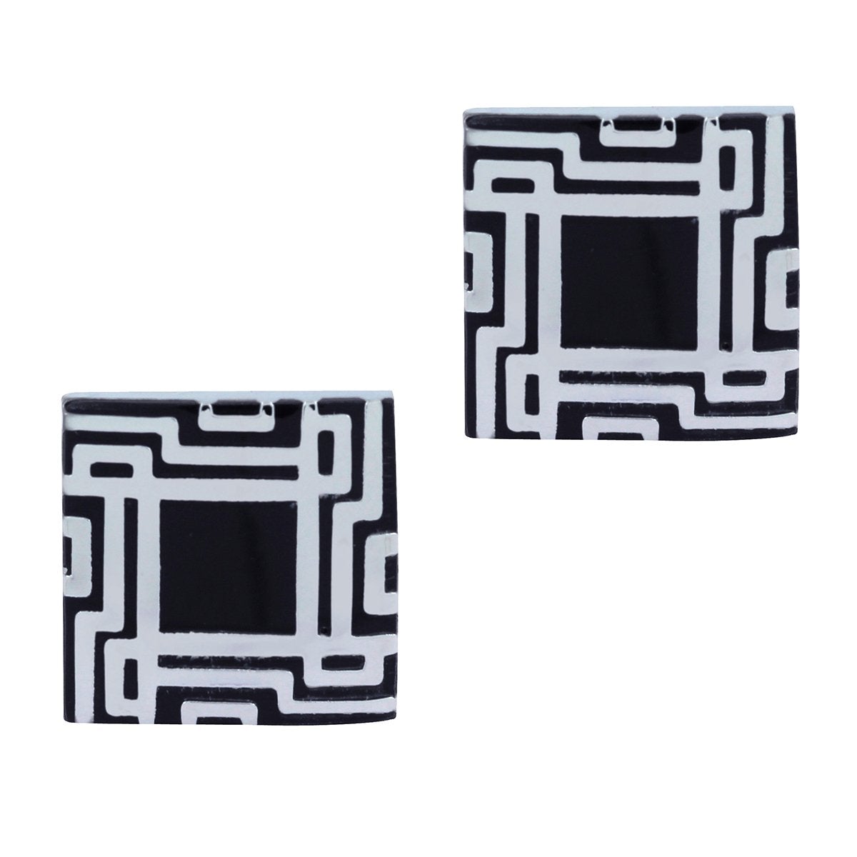 Square Black Checks Cufflinks In Box Bulk