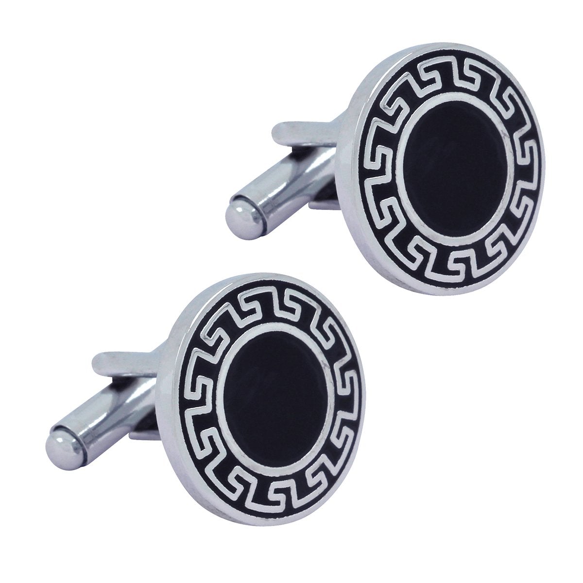 Round Black Checks Cufflinks In Box Bulk Main image