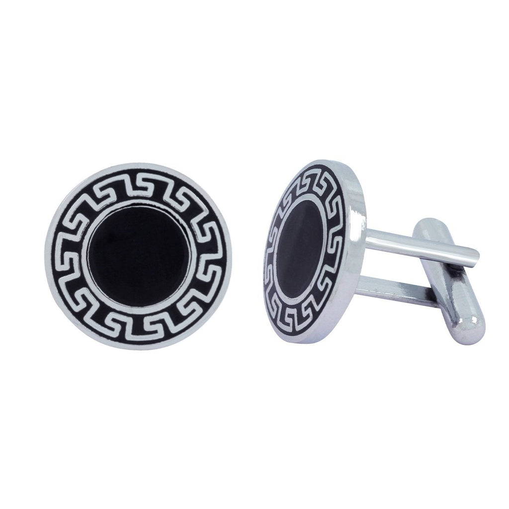 Round Black Checks Cufflinks In Box Bulk