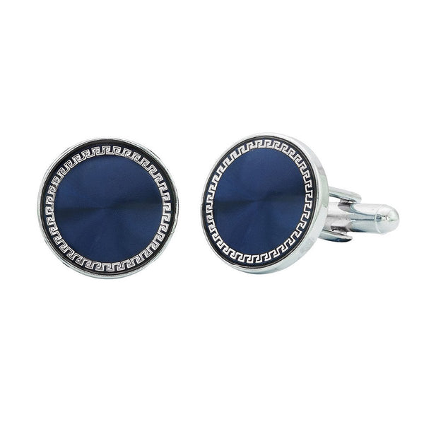 Round Blue Silver Cufflinks In Box Bulk Main image
