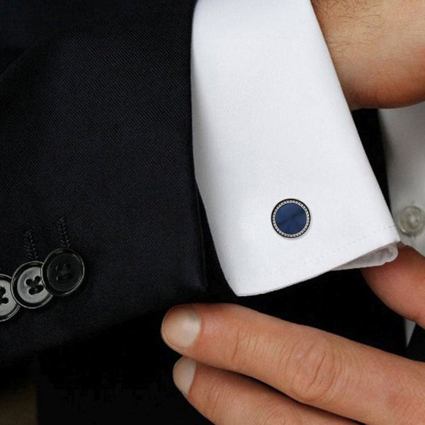 Round Blue Silver Cufflinks In Box Bulk Secondary image