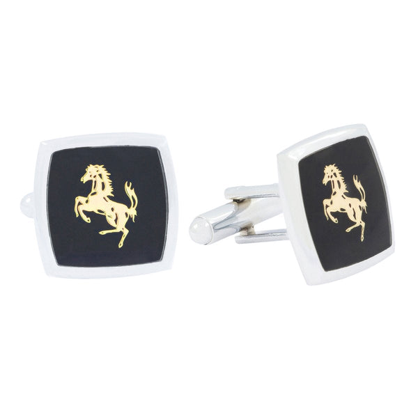 Square Black Ferrari Horse Cufflinks In Box Bulk Secondary image