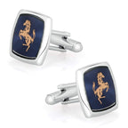 Square Blue Ferrari Horse Cufflinks In Box Bulk