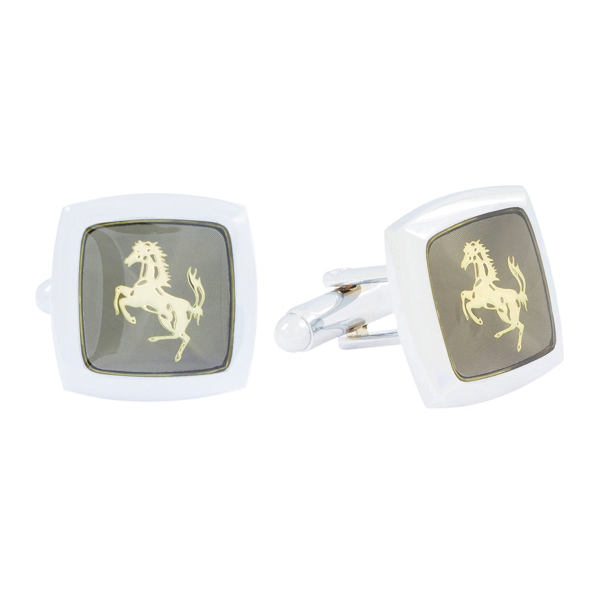 Square Grey Ferrari Horse Cufflinks In Box Bulk Secondary image
