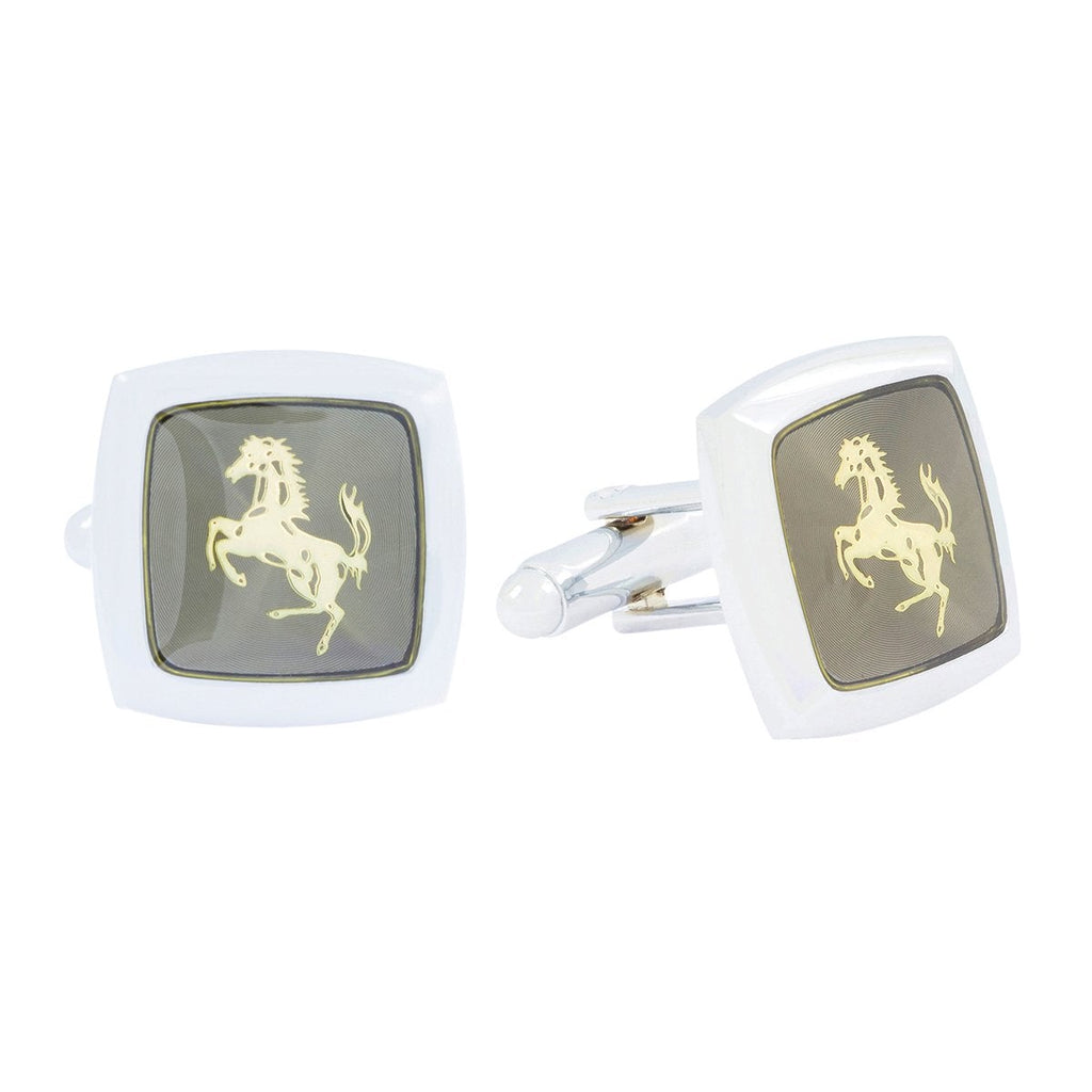Square Grey Ferrari Horse Cufflinks In Box Bulk