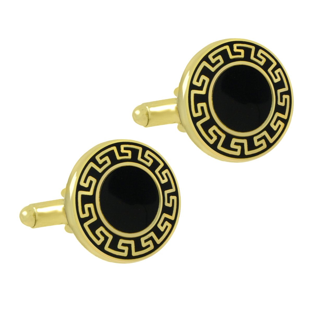Round Black Gold Cufflinks In Box Bulk